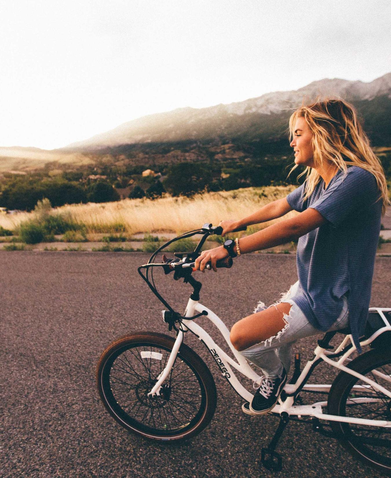 Woman riding a bike